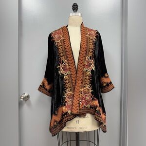 Johnny Was Elim Velvet Draped Cardigan